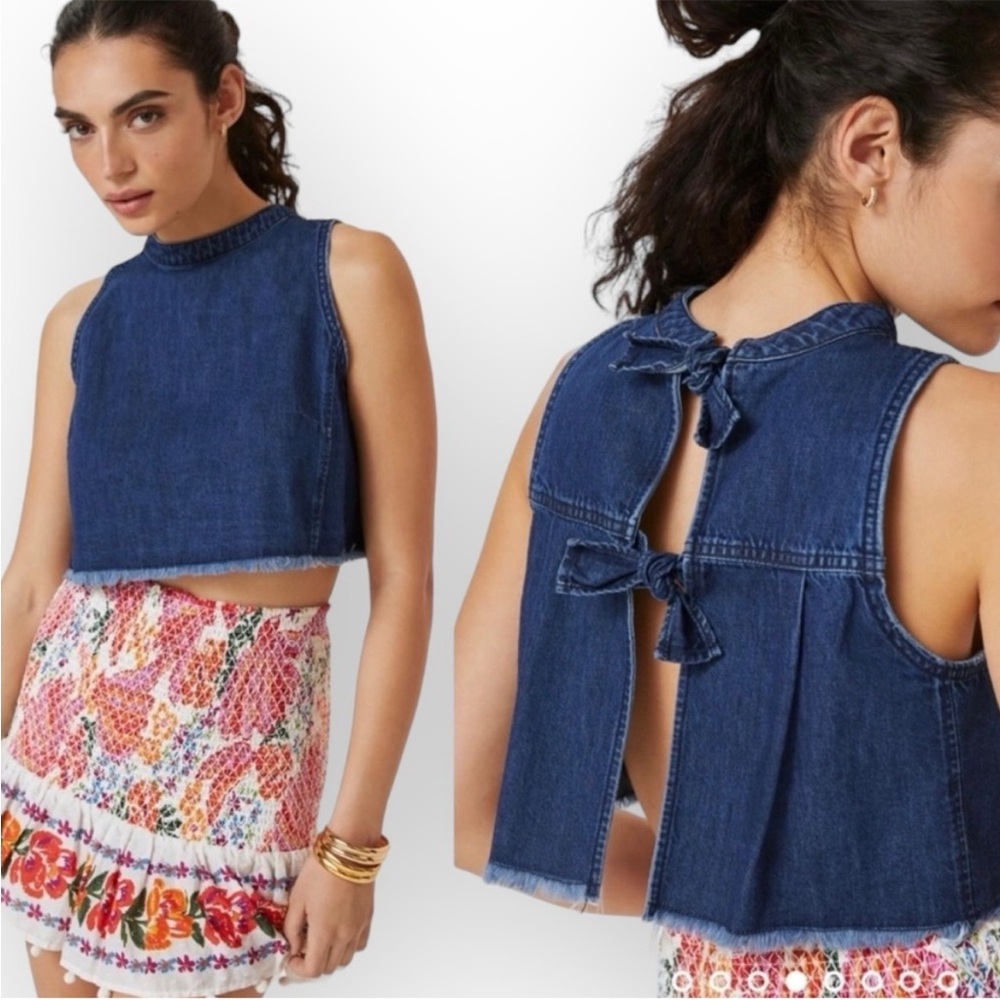 PILCRO Anthropologie sleeveless denim tank tie back